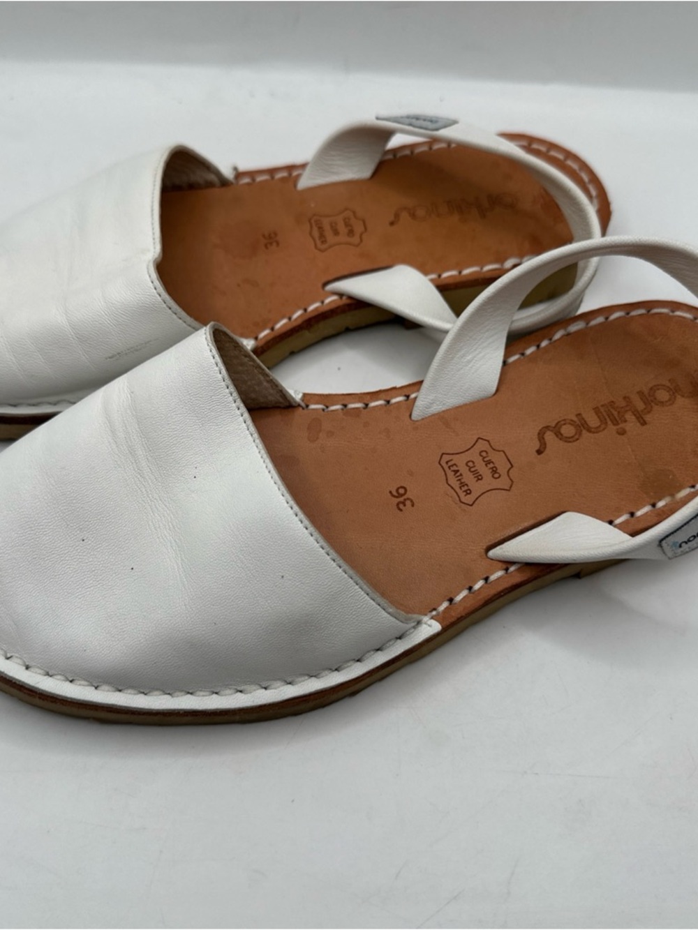 Norkinas Women’s White Slingback Leather Spain Sandals - Picture 8 of 12